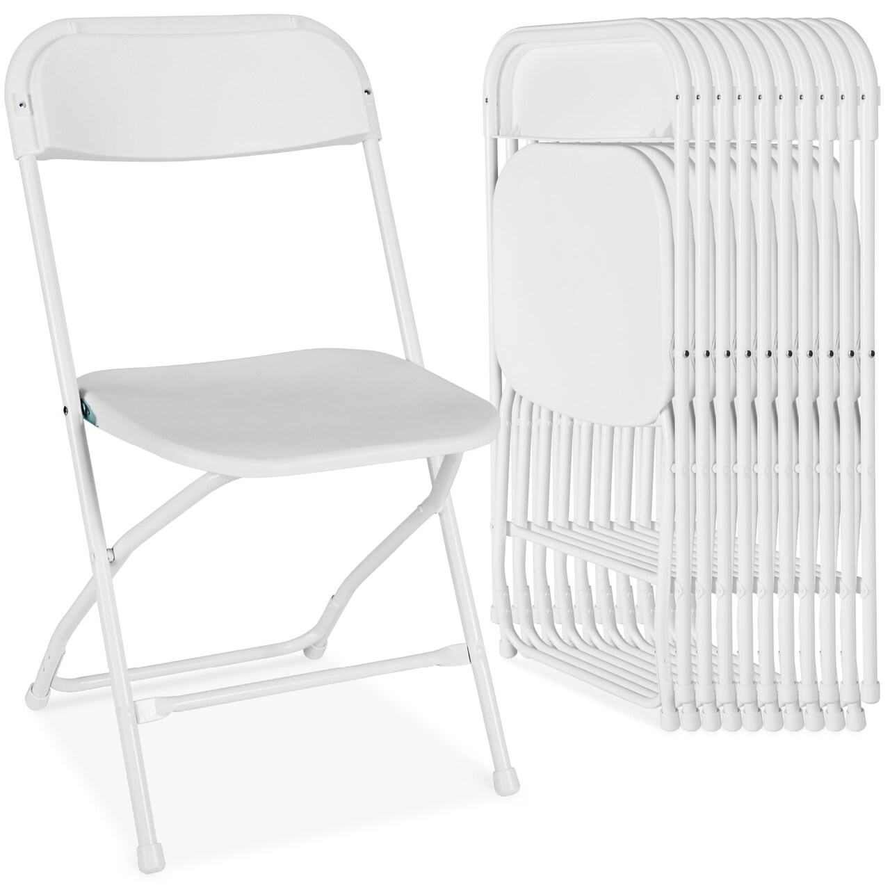 Best Choice Products Set of 10 Folding Stacking Plastic Chairs w/ Non-Slip Feet, 350lb Capacity